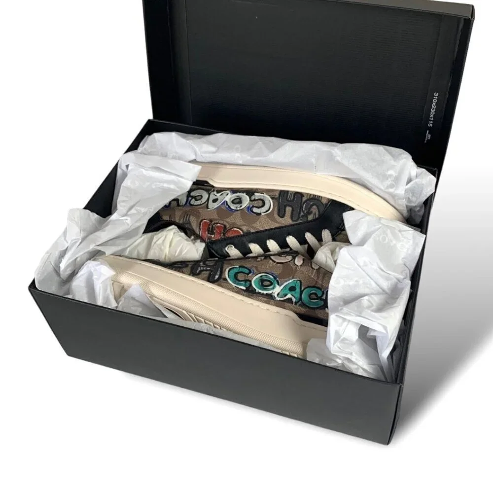 NWT Coach X Clip Mint + Serf Sneakers Sz.9 Low Top Signature Khaki Multi Canvas - Picture 2 of 16